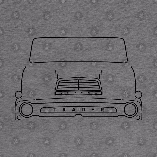 Vintage Thames Trader lorry black outline graphic by soitwouldseem